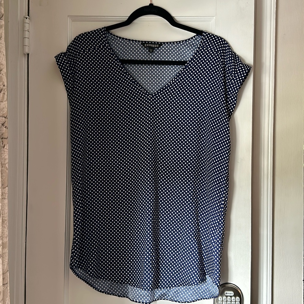 Express Polka Dot Navy Blouse